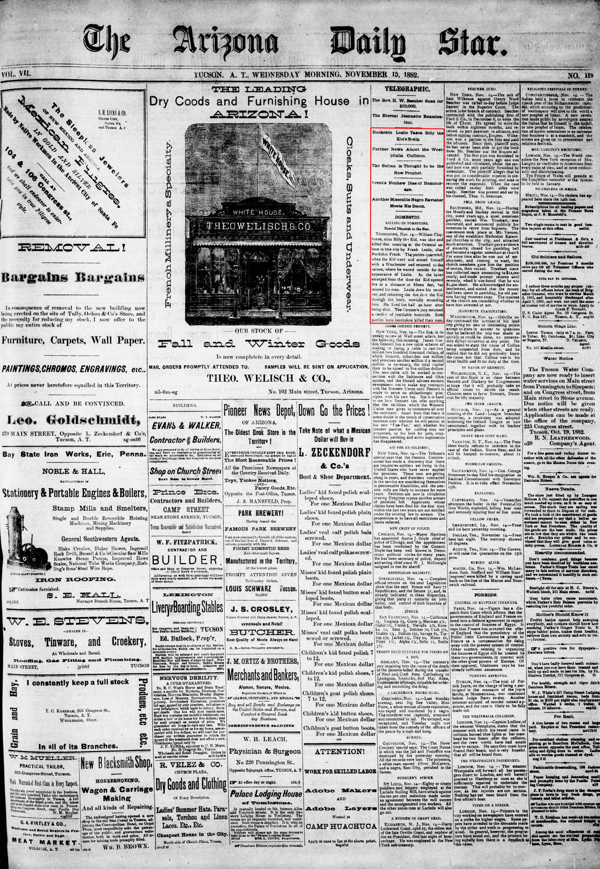 Nov. 15, 1882: Billy the Kid killed